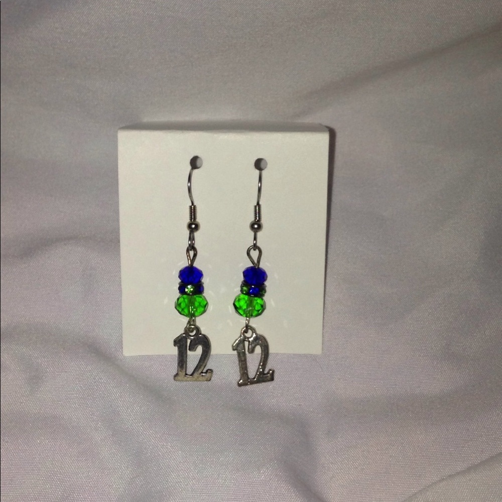 Seahawk color earrings NEVER WORN!!